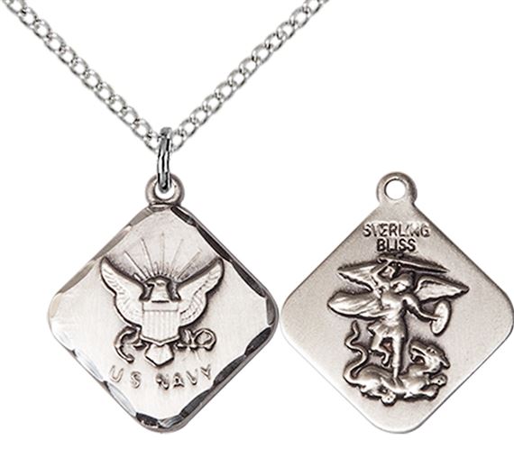 STERLING SILVER DIAMOND PENDANT ON A CHAIN - 3/4" x 5/8"